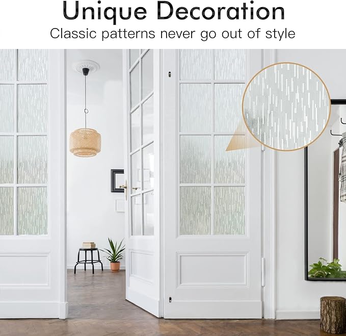 Haton Window Privacy Film, Frosted Glass Film, Sun Blocking Static Cling for Bathroom & Office, Heat Control Anti Glare Removable, UV Rejection Non-Adhesive Covering for Home, 23.6" x 78.7"