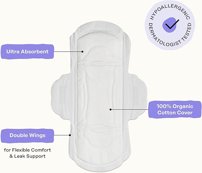 The Honey Pot Company - Calming - Regular Pads for Women | 100% Organic Cotton Cover - Calming Herbs of Lavender, Ashwagandha, & Lemon Balm - Pads w/Wings - Feminine Care - 20ct