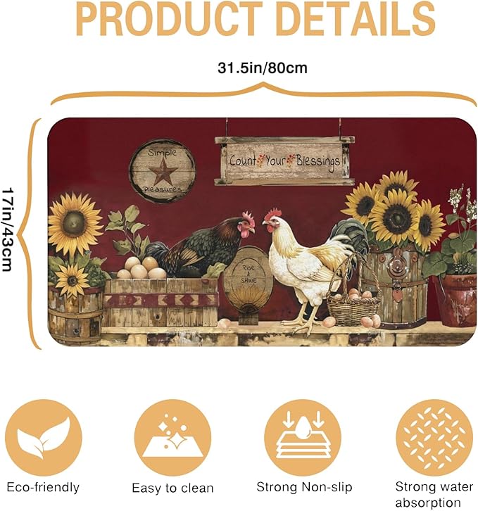 Kitchen Countertop Dish Drying Mat,Super Absorbent Coffee Bar Mat for Maker Espresso Machine, Anti-Slip Accessories for Kitchen Countertops 17x31 Inch