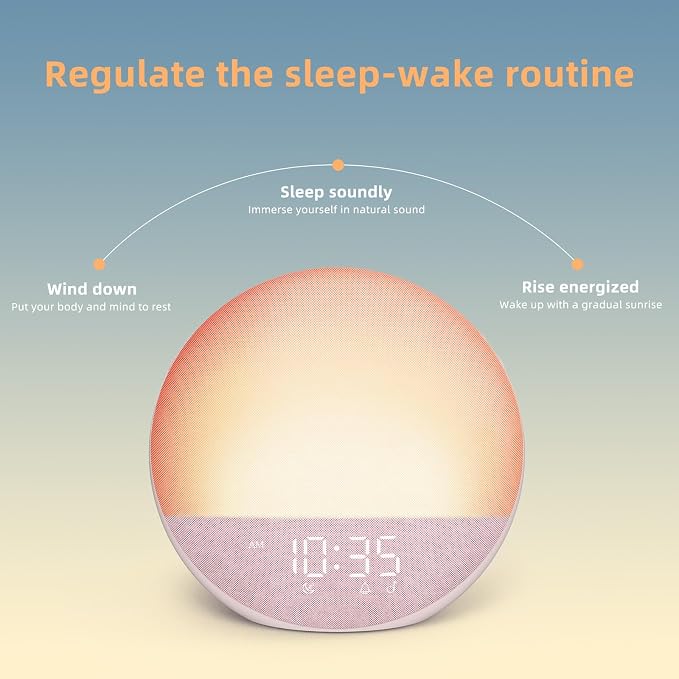 Odokee Sunrise Alarm Clock White Noise Machine: Natural Wake Up Light | Dimmable Clock with Bluetooth Speaker for Bedroom - 25 Sleep Sounds for Baby Adults Kids Sakura Pink