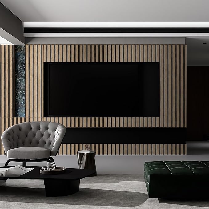 Brown Wood Slat Peel and Stick Wallpaper - 17.5"x100" Textured Faux Wood Self-Adhesive, Waterproof Removable Wall Panel for Bedroom, Kitchen, Office - Easy Install