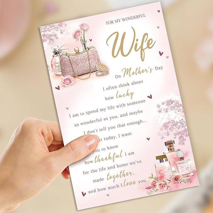 Mother's Day Card Gifts for Wife, Mothers Day Gifts from Husband, Wife Mothers Day Card