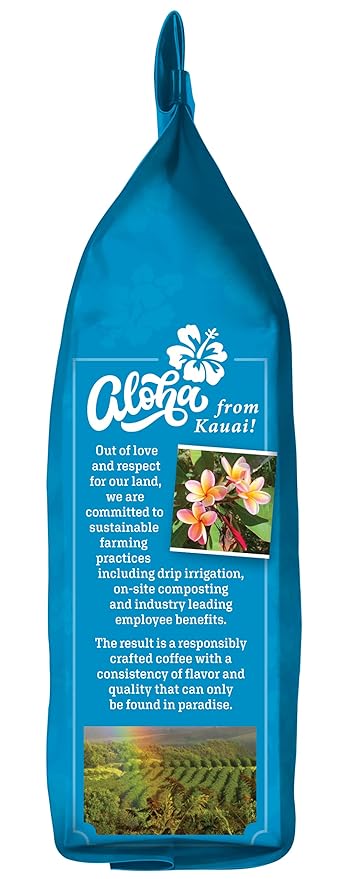 Kauai Whole Bean Coffee – Smooth, Non-Bitter Pure Arabica – Light Floral Notes & Bright Aroma – Grown on Hawaii's Largest Coffee Farm – Koloa Estate Medium Roast, 10oz (Pack of 4)