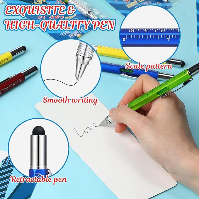 36 Set Father's Day Gift Bulk Appreciation Ballpoint Writing Fancy Pen Set with Card Holder 4 Colors Father's Day Award Party Favors Details Gifts Goodie Stuffers for Dad Husband