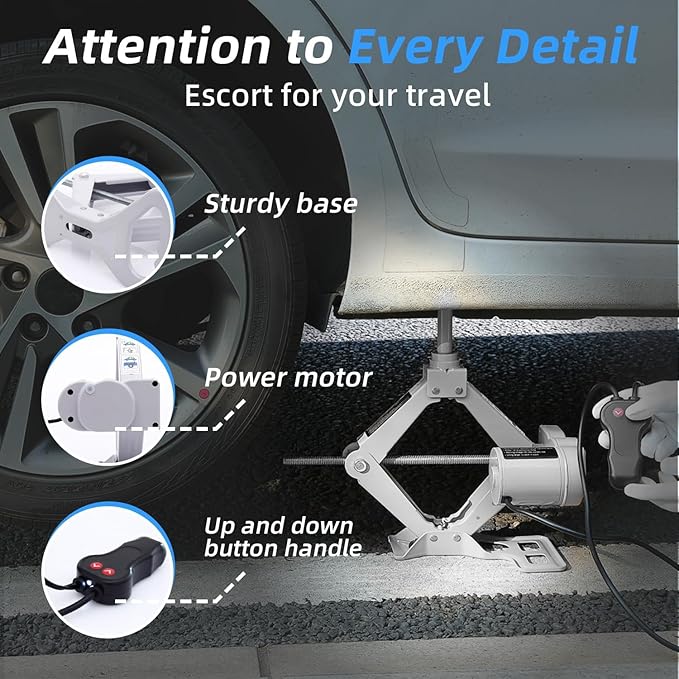 STANDTALL Electric Car Jack 3T Scissor Floor Jack Set 12V Automatic Vehicle Lift Kit for Road Emergency Tire Change Car Repair Tool for Sedans and SUV Gray