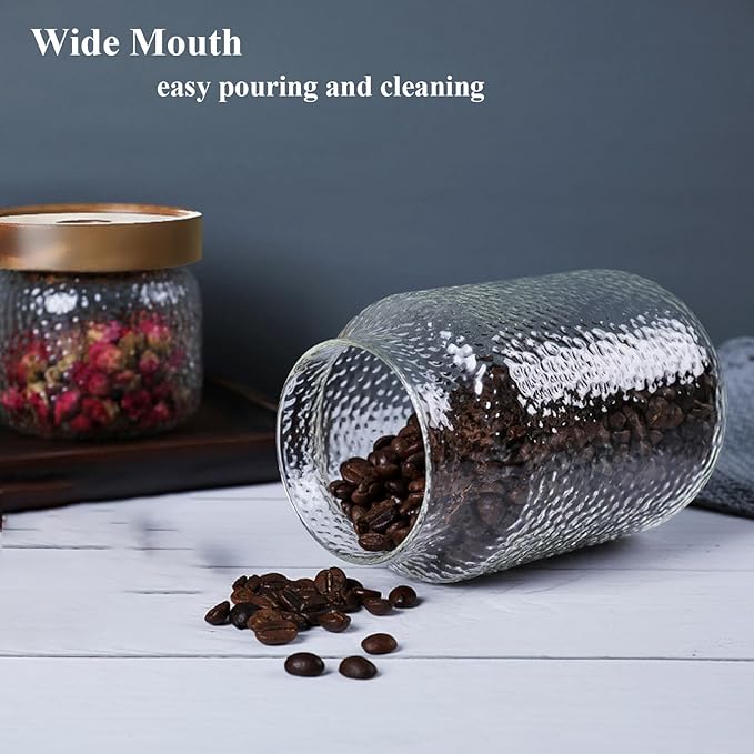 Viovian Glass Coffee Jars With Lids 51 oz Clear Jar With Wood Lid Decorative Glass Storage Jars Container Canister for Food Sugar Coffee Bean Candy Cookie 1500ml