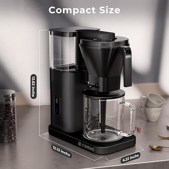 Kismile 8 Cup Drip Coffee Maker, SCA Certified Hot & Cold Brew Coffee Machine, Fast Heating to 197–205℉, 40 Min Keep Warm, Adjustable Flow Control, Easy to Clean