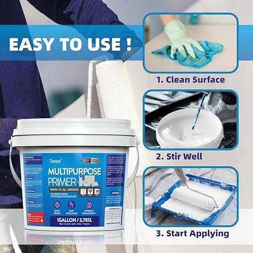 1 Gallon RV Roof Primer Sealant, Liquid Rubber Multi-Purpose Sealant, EPDM & TPO Primer, Elastomeric Roof Coating for Outdoor, High-Adhesion Bonding RV Roof Coating for Concrete, Deck, Wood, Metal