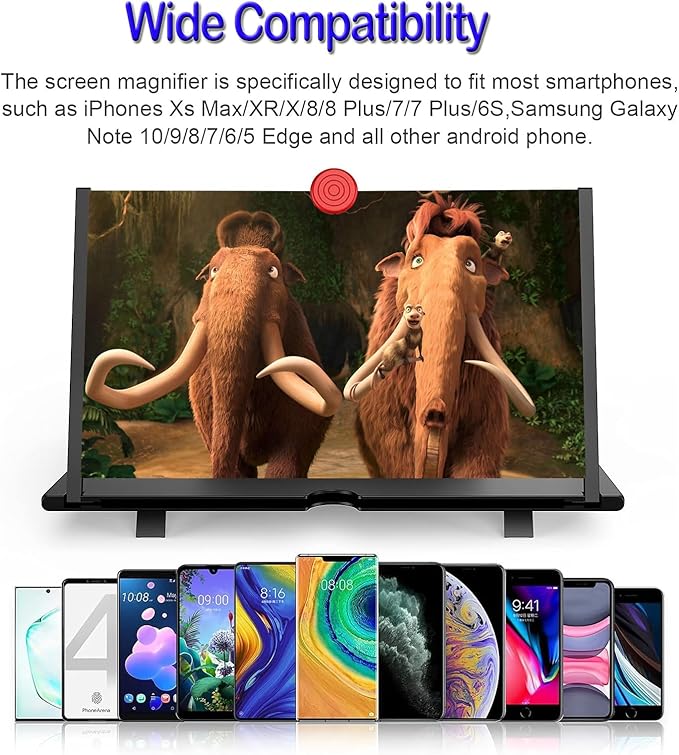 18" Screen Magnifier for Cell Phone,3D Magnifying Projector Screen Enlarger Expander for Movies, Videos, and Gaming, Foldable Phone Stand with Screen Amplifier, Gifts for Mom Dad