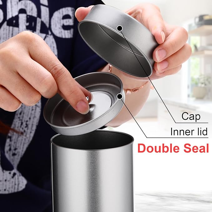 Zopeal 6 Pack Tea Tin Canister with Airtight Double Lids 16 oz Round Metal Tin Can with Lid Double Sealed Small Kitchen Container for Loose Tea Storage Coffee Sugar Candy Herbs and Spices