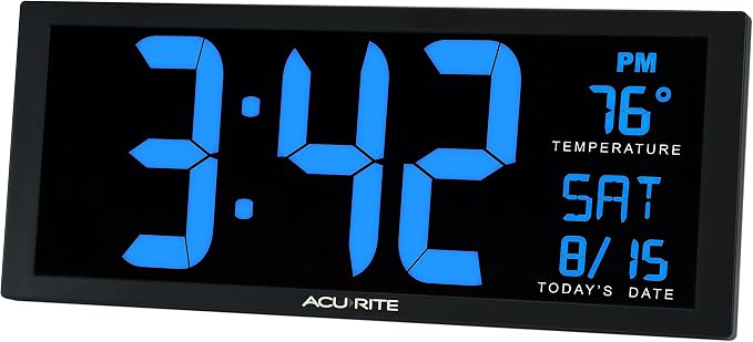 AcuRite Digital Clock, 14.5-Inch / Blue