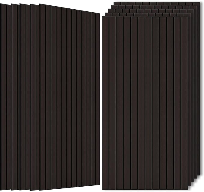 Wood Veneer Sound Panels, 10 Pack 47.2”x23.6” Wall Panels, Decorative Acoustic Panels for Walls, for Office,Home Theater,Studio,Living Room,Ebony
