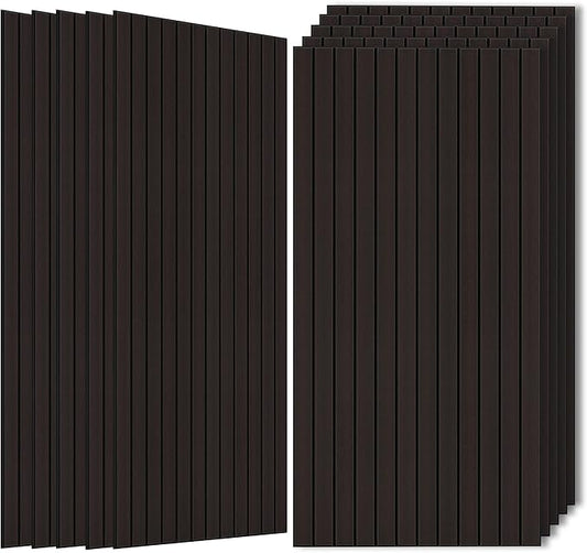 Wood Veneer Sound Panels, 10 Pack 47.2”x23.6” Wall Panels, Decorative Acoustic Panels for Walls, for Office,Home Theater,Studio,Living Room,Ebony