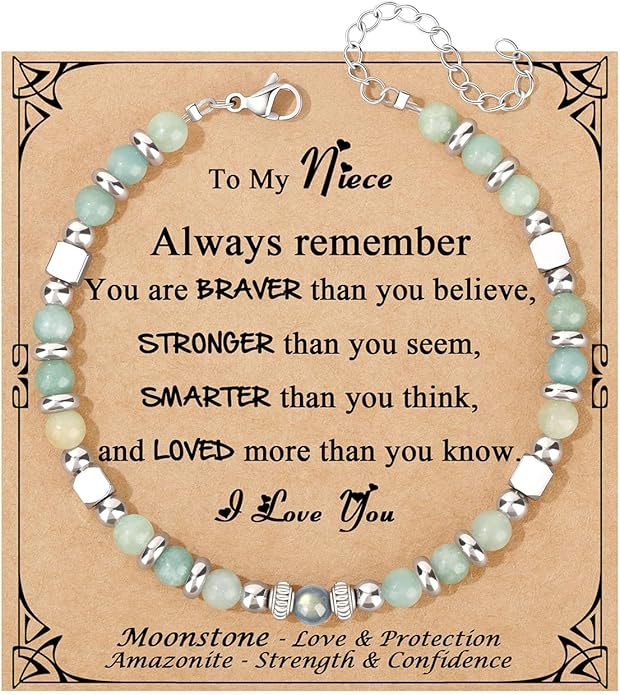 JoycuFF 𝗚𝗶𝗳𝘁𝘀 𝗳𝗼𝗿 𝗪𝗼𝗺𝗲𝗻 𝗠𝗼𝗼𝗻𝘀𝘁𝗼𝗻𝗲 𝗕𝗿𝗮𝗰𝗲𝗹𝗲𝘁 Amazonite Colorful Imperial Jasper Stainless Steel Beads Bracelets, Mothers Day Birthday Christmas Valentines Graduation Gifts