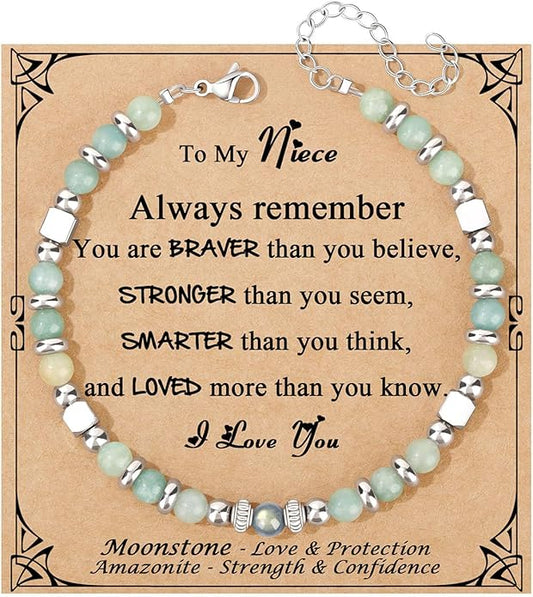 JoycuFF 𝗚𝗶𝗳𝘁𝘀 𝗳𝗼𝗿 𝗪𝗼𝗺𝗲𝗻 𝗠𝗼𝗼𝗻𝘀𝘁𝗼𝗻𝗲 𝗕𝗿𝗮𝗰𝗲𝗹𝗲𝘁 Amazonite Colorful Imperial Jasper Stainless Steel Beads Bracelets, Mothers Day Birthday Christmas Valentines Graduation Gifts