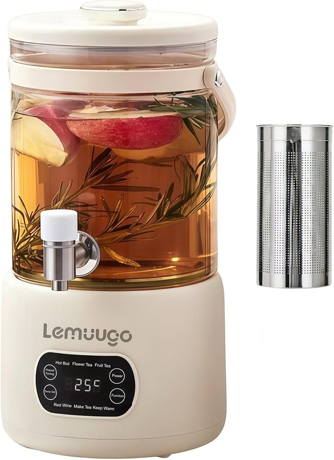 Lemuugo 3L Electric Kettle,Glass Teapot with Infuser,Health Pot with Strainer,Tea Maker for Soup, Porridge, Herbal,Mulled Wine Pot Beverage,for Iced Tea/Coffee,Temperature Control, for Home&Office