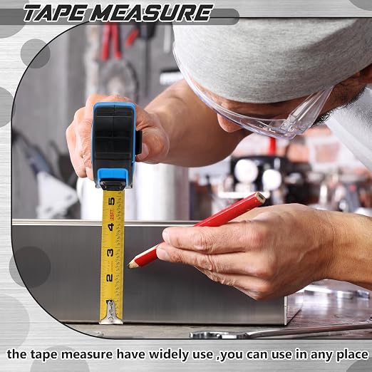 Youyole 2 Pack Tape Measure with Fractions 25 ft x 1 in 1/8 Steel Measuring Tape Retractable Easy Read Measurement Ruler Steel Power Blade