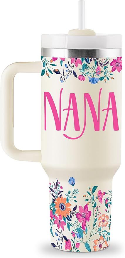 Nana Gifts Mothers Day Gifts for Nana Gift for Grandma from Granddaughter Grandson Grandkids Best Grandma Gift Ideas for Birthday Christmas 40oz Travel Cup Insulated Tumbler with Lid & Straw
