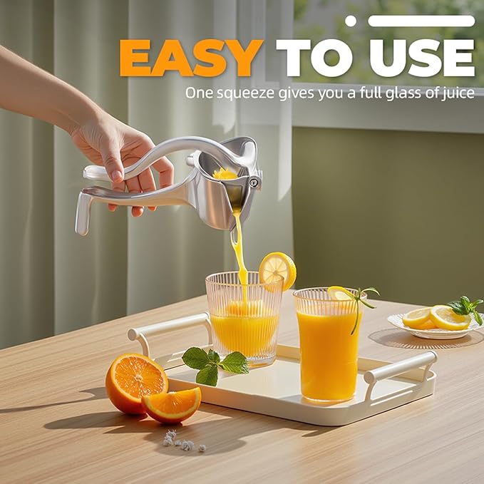 Juicer, Fresh Fruit Juice Extractor Aluminum Alloy, Juice Squeezer Handheld, manual juicer, Easy to Clean with 0.6L Capacity, Heavy Duty Single Press Lemon Squeezer for Lemon, Orange, Grape