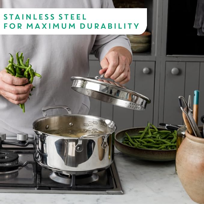 T-Fal x Jamie Oliver Nonstick Coated Stainless Steel Pan 11-Inch, Induction Compatible, Oven Safe up to 500°F, Chef's Stainless Steel Skillet, Frying Pan, Silver