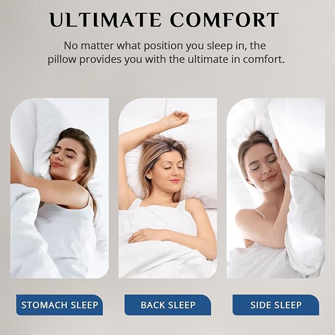 JOLLYVOGUE Pillows Queen Size Set of 2, Soft Supportive Bed Pillows with Super Soft Down Alternative Fill, Luxury Fluffy Hotel Quality for Side, Back, and Stomach Sleepers