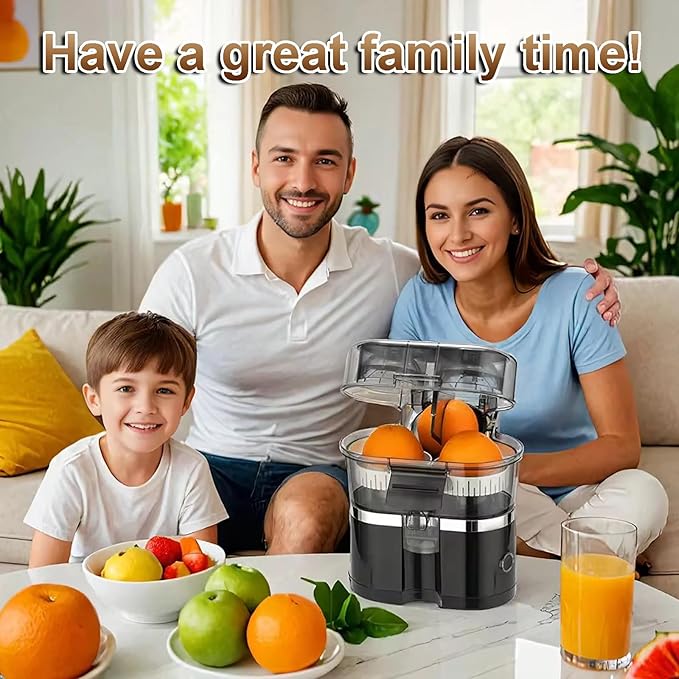 100W Electric Juicer Machine, 500ml Twin Citrus Juice Maker with 18000 RPM Powerful Motor, Easy to Clean and Dishwasher-safe Parts, Fresh Hand Pressed Orange Juice (Black)