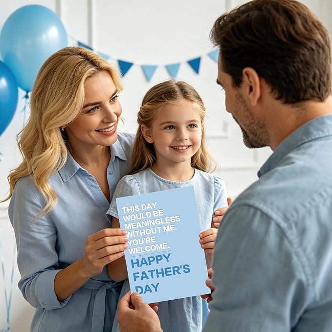 Fathers Day Card Gift for Dad from Daughter Son, Meaningful Double-Sided, Minimalist Premium Design, Perfect Father's Day Decoration Ideas