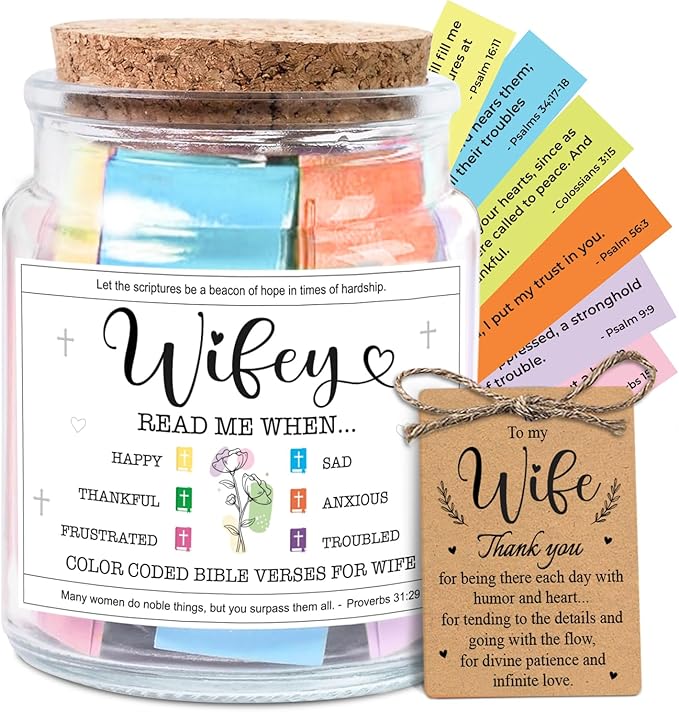 NewEleven Mothers Day Gifts Wife From Husband - Soulmate, Girlfriend, Fiance Gift for Anniversary, Birthday - Inspirational Gifts, Christian Present For Wife From Husband - Bible Verse Jar