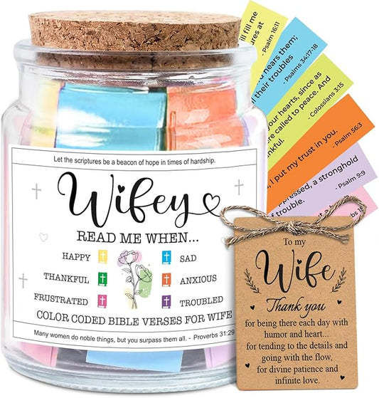 NewEleven Mothers Day Gifts Wife From Husband - Soulmate, Girlfriend, Fiance Gift for Anniversary, Birthday - Inspirational Gifts, Christian Present For Wife From Husband - Bible Verse Jar