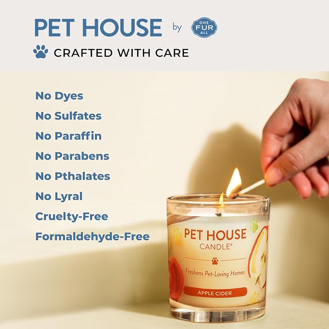 One Fur All Pet House Scented Candles, Long Lasting, Clean Burning, Pet Friendly Candles Mandarin Sage, 2 Pack