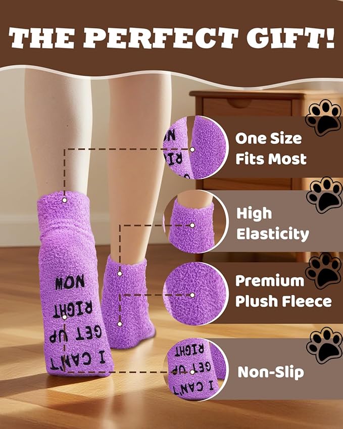 Mothers Day Gifts for Mom Wife Grandma Daughter, Gifts for New Mom Sister, Anniversary, Christmas Gift for Women Mom Dog Lovers, Valentines Day for Her Women, Funny Fuzzy Slipper Socks.