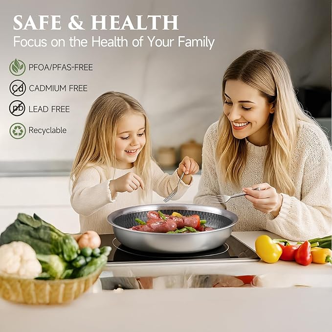 JEETEE Hybrid Tri-Ply Stainless Steel Cookware Set, 18pcs Pots and Pans Set Non Stick with Detachable Handles, Induction Cookware Set Kitchen Cooking Sets, RV/Camping Cookware, Dishwasher & Oven Safe