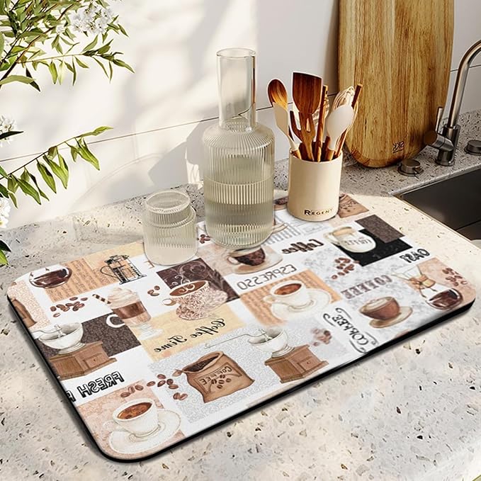Coffee Mat Bar,Coffee Matt for Counter Mat Bar Mats for Countertop Accessories,Silicone Mats for Kitchen Counter Waterproof（19''x12''）