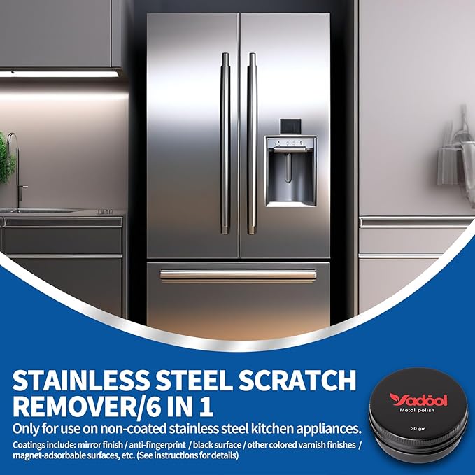 Stainless Steel Commercial Kitchen Scratch Remover Kit for Non-Coated Stainless Steel Surfaces, Removes Scratches Scuffs Abrasions, Restores Brushed Finish, DIY Repair Solution