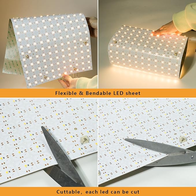 4-Pack LED Backlight Sheet, Dimmable Flexible Transparent Film Screen Cuttable Panels for Backlit Translucent Stone/Marble/Onyx/Quartz Countertop Wall, 19.3X9.6 inch, 24V 28W 3000K Warm White