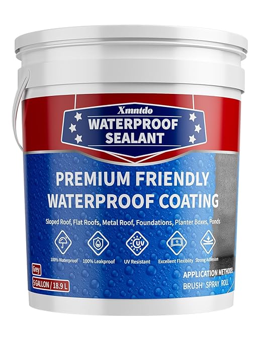 Polyurethane Waterproof Coating 5 Gallon, Light Gray - Multi-Surface Leak Repair Polyurethane Sealant, Rubber Coating for Roof, Gutter, Concrete & Construction