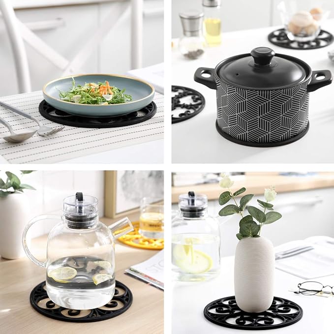 Silicone Trivet Mat - Non-Slip & Heat Resistant Kitchen Pads for Countertops & Table - Trivets for Hot Dishes & Cookware - Pot Holder for Pots & Pans - White, Set of 3