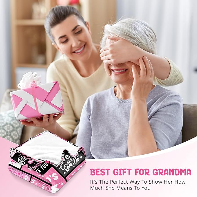 Mothers Day Birthday Gifts for Grandma from Granddaughter - World's Best Grandma Ever Gifts on Christmas Birthday from Grandchildren - Grandmas Life Blanket - Grandmother Gram Blanket 60"x80"