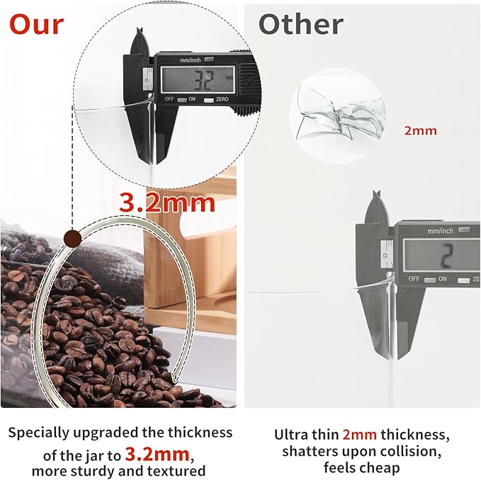 ZOMUIA Glass Coffee Containers Airtight Coffee Bean Storage Canisters with Shelf, 3Pcs 44oz Coffee Station Organizer, Kitchen Food Storage Jars for Sugar, Candy, Oats, Nuts