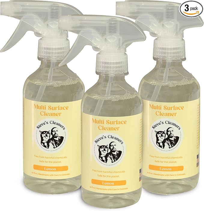 Steve's Cleaners, Multi-Use Spray, Fresh Lemon Scented, Lemon Essential Oil, Biodegradable, 10fl oz (Pack of 3)