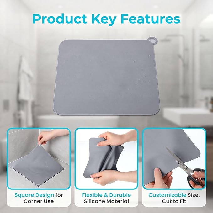 JJUNW 2Pack Silicone Tub Stopper, 8 x 8 Inch Drain Covers to Keep Bugs Out Universal Flat Drain Cover Sewer Anti-Odor Mat for Shower Tub Stopper Kitchen Laundry Bathroom
