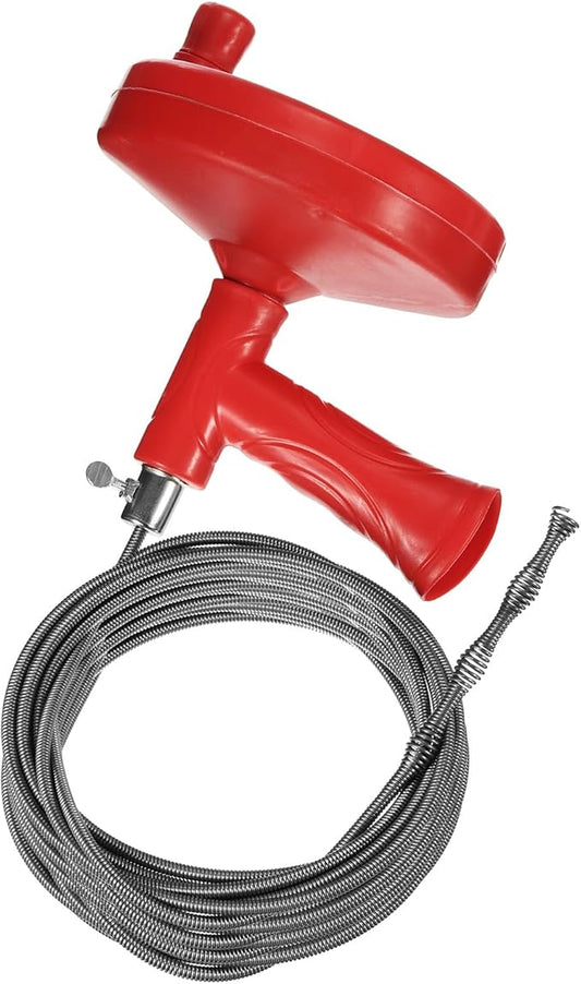HARFINGTON Drain Augers 25 Ft Stainless Steel Flexible Plumbing Auger Hair Drain Cleaner Tool Toilet Auger Clog Remover Tool for Kitchen Bathroom Shower Sink Toilet Bathtub, Red