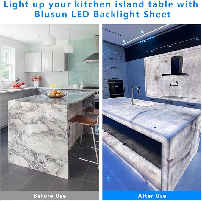 4-Pack Soft LED Backlight Panel Sheet, Dimmable LED Flexible Transparent Film Screen for Backlit Translucent Stone/Marble/Onyx/Quartz Countertop Wall, 19.3X9.6 inch, 24V 28W 6000K Cool White