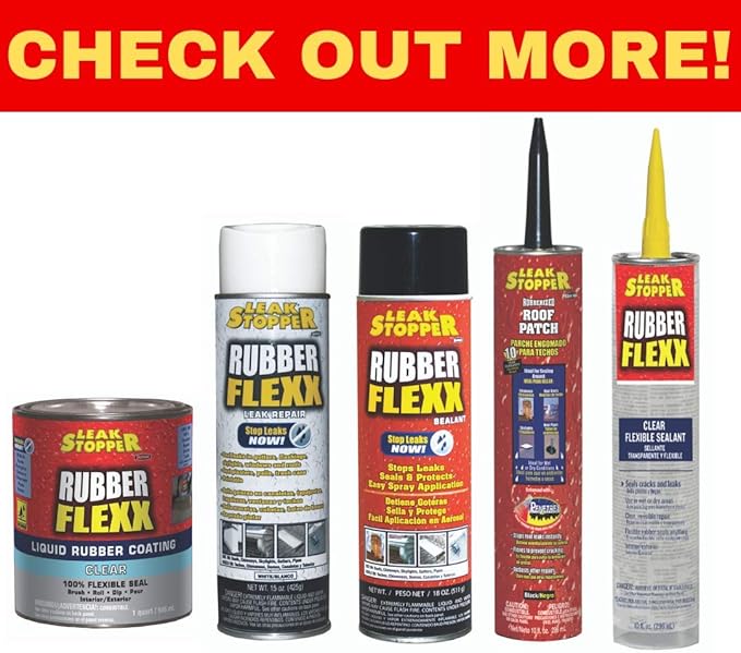 Leak Stopper Rubber Flexx Liquid Rubber Coating - Seal & Waterproof Protection – for Boats, Roof, Tents, Machinery, Buildings, Interior, Exterior – 1 Quart Black