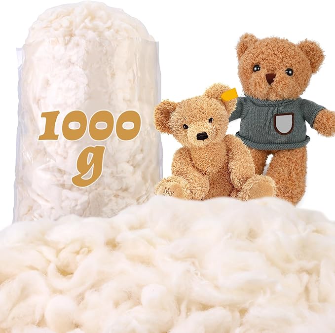 ZXIIXZ 2.2 lb Cotton for Pillow Stuffing, (7oz-4.4 lb) Warm Cotton Fiber Fill for Pillow Cushion Quilt Stuffing, Soft Natural Cotton Stuffing for Stuffed Animals, Home DIY Craft Stuffing