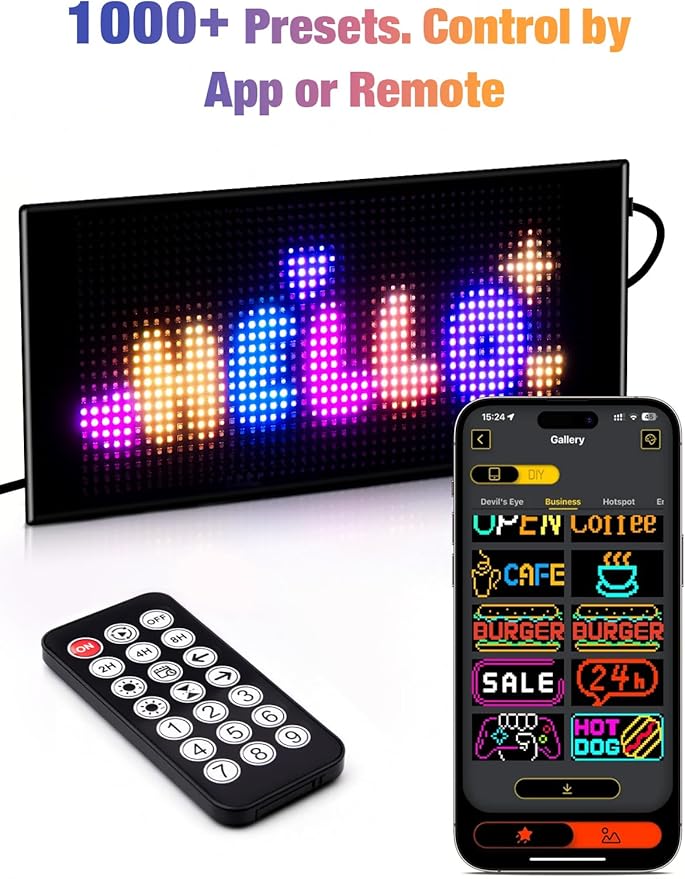 Dual Line LED Sign, Flexible LED Display Screen, Remote & App Control, for Indoor Advertising, Shop Window, Car Dealership Decoration (10.6 x 4.7in)