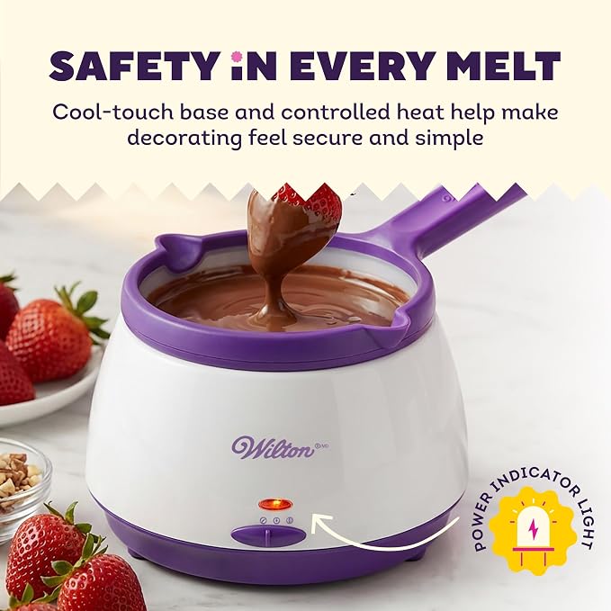 Wilton Candy Melts Melting Pot, Strawberries Cakepops, 2.5-Cup | 2.5-Cup Electric Melting Pot Keeps Candy Melts Warm for Dipping Strawberries, Cake Pops & Chocolate-Coated Treats
