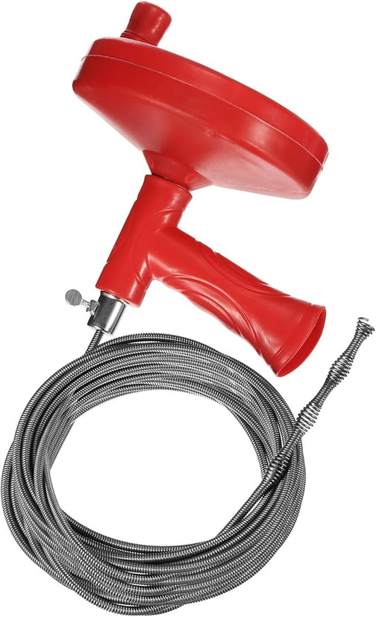 HARFINGTON Drain Augers 33 Ft Stainless Steel Flexible Plumbing Auger Hair Drain Cleaner Tool Toilet Auger Clog Remover Tool for Kitchen Bathroom Shower Sink Toilet Bathtub, Red