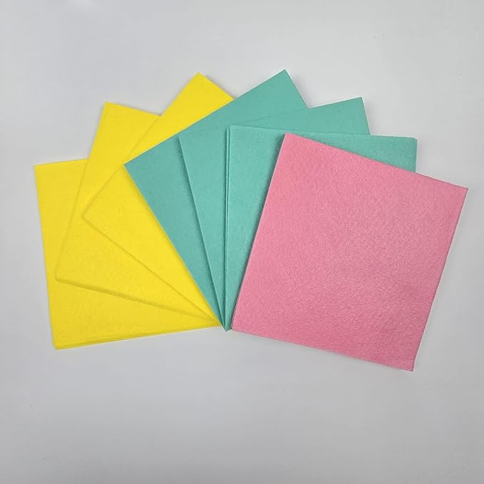 Nonwoven Dishcloth 7-Pack, Viscose Rayon Cleaning Cloths 15 x 15 Inches, Reusable Kitchen Wipes for Dishes, Counters & Home Cleaning, Made in Korea