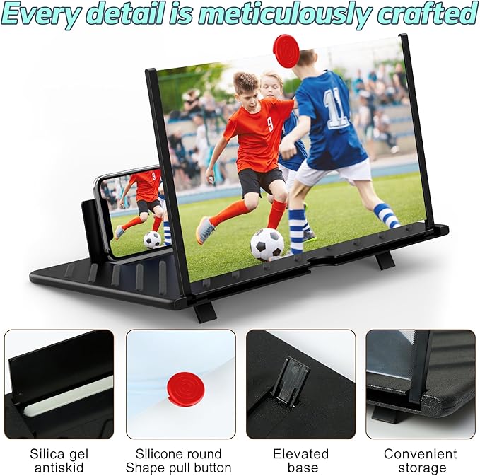 20" Screen Magnifier for Smartphone,3D HD Screen Expanders for Movies, Videos, and Gaming, Screen Magnifier with Adjustable Angle Design Amplifier Desktop Magnifying, Gift for Mom Dad Men Friends